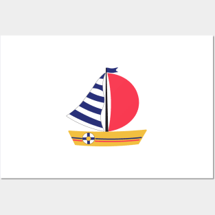 A sailboat, isolated on white background. Summer sea sports activity concept. Posters and Art